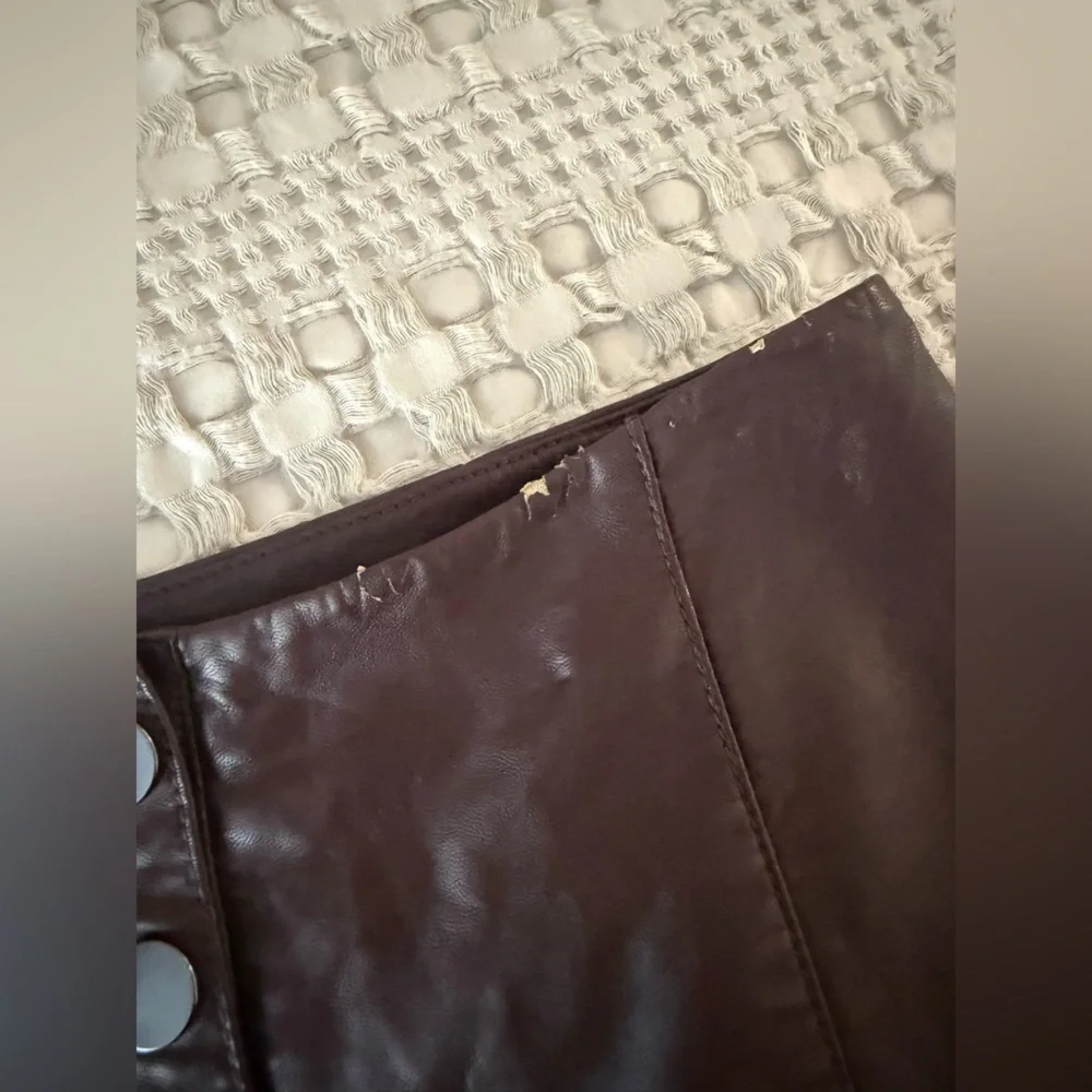 Free people  Button-Front Leather Skirt